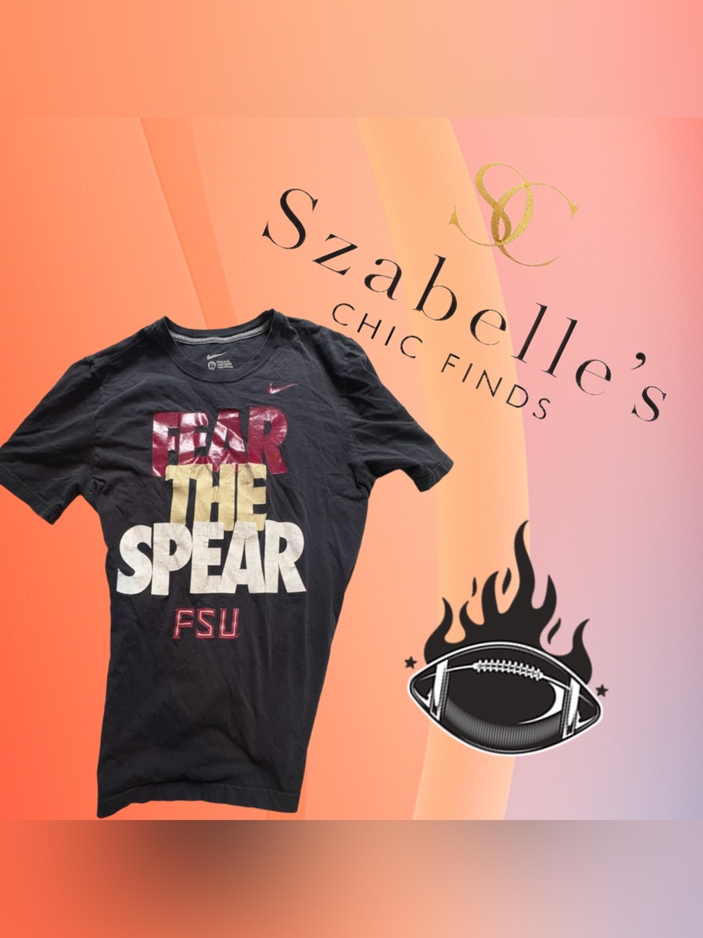 Nike Black FSU "Fear The Spear" Graphic Tee with Garnet and Gold Letters 💫❤️🏈